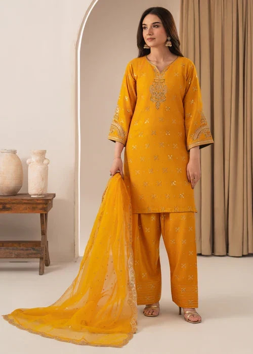 Sona embroidered 3-piece festive suit by Tehzeeb Libas (view 6)