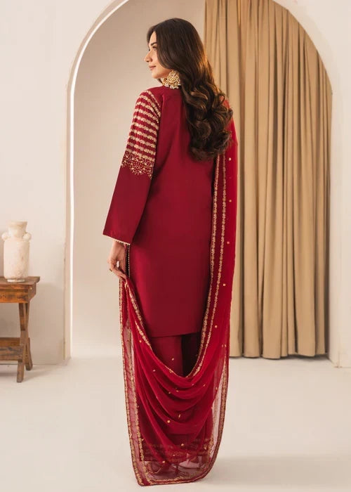 Peacock M embroidered 3-piece festive suit by Tehzeeb Libas (view 6)