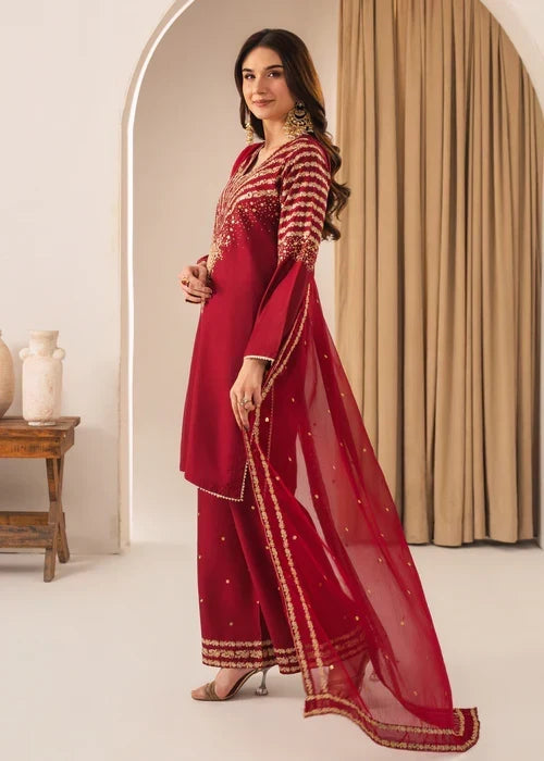 Peacock M embroidered 3-piece festive suit by Tehzeeb Libas (view 7)