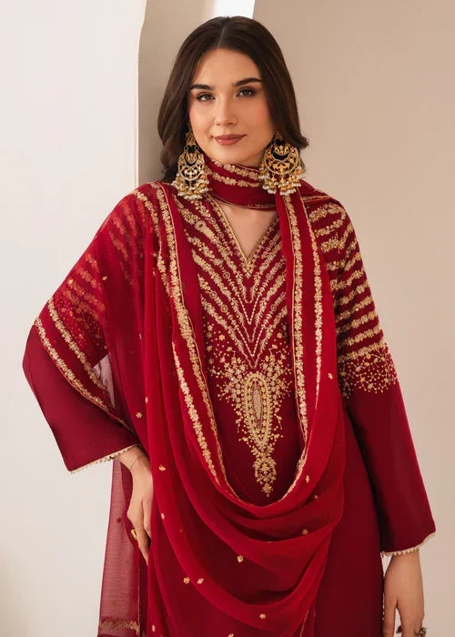 Peacock M embroidered 3-piece festive suit by Tehzeeb Libas (view 2)