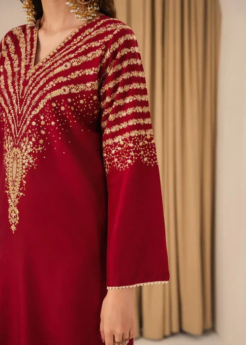 Peacock M embroidered 3-piece festive suit by Tehzeeb Libas (view 5)