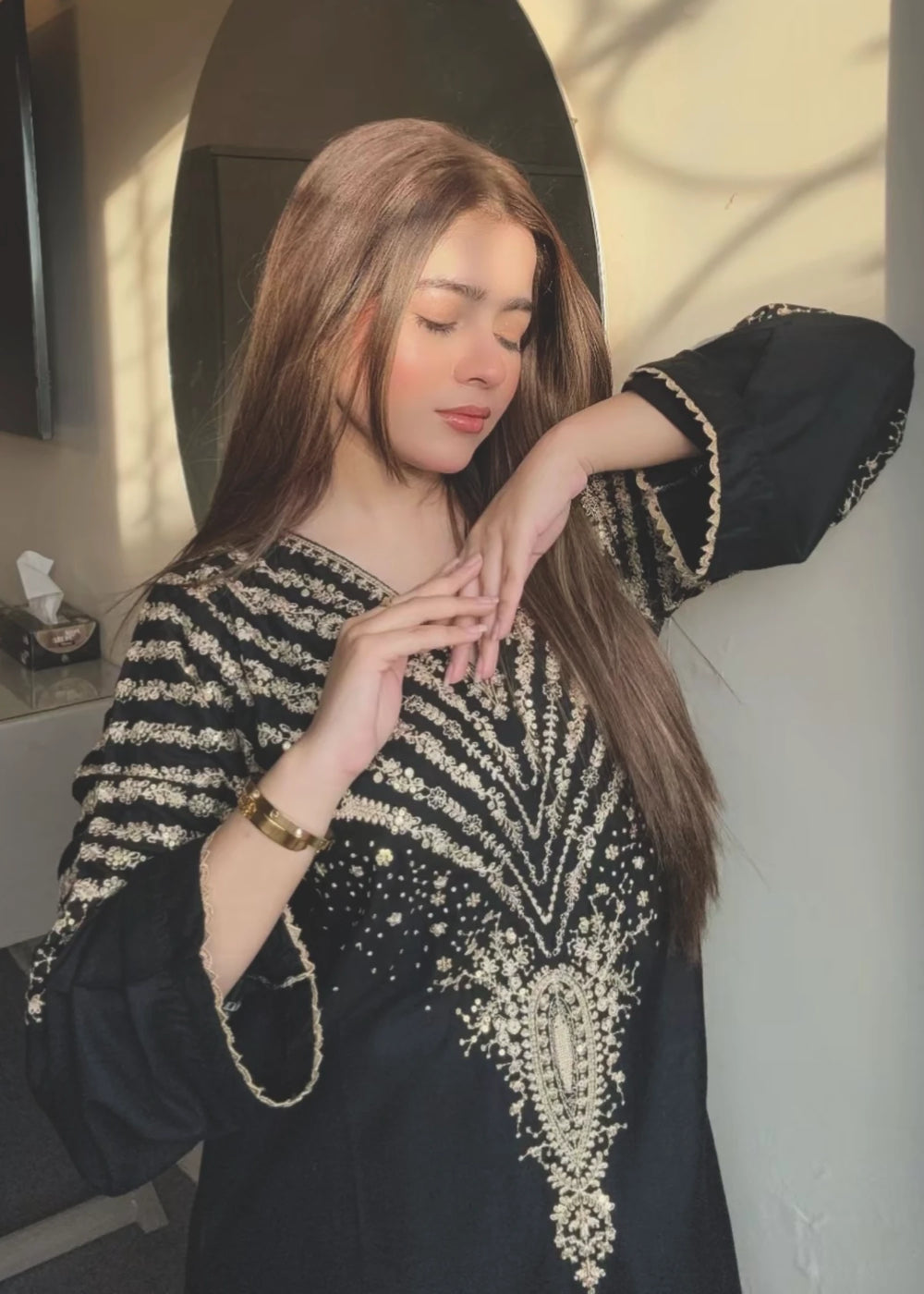 Black Peacock embroidered suit by Tehzeeb Libas (view 2)