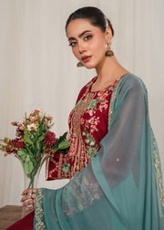 Aroha embroidered 3-piece festive suit by Tehzeeb Libas (view 5)