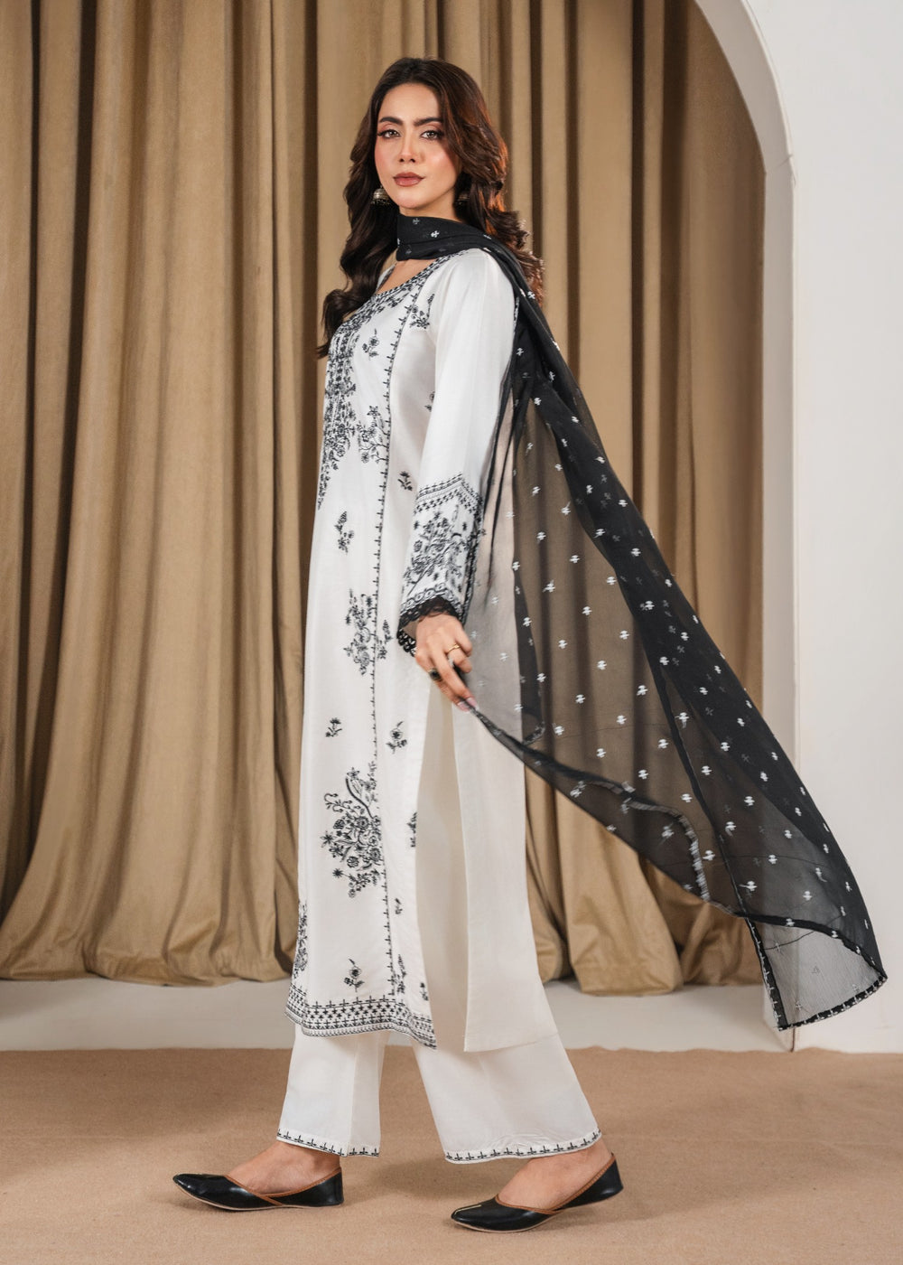 White Pearl stitched eastern suit by Tehzeeb Libas (view 4)