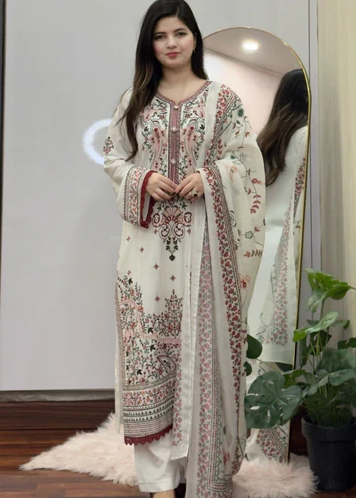Rashk embroidered 3-piece festive suit by Tehzeeb Libas
