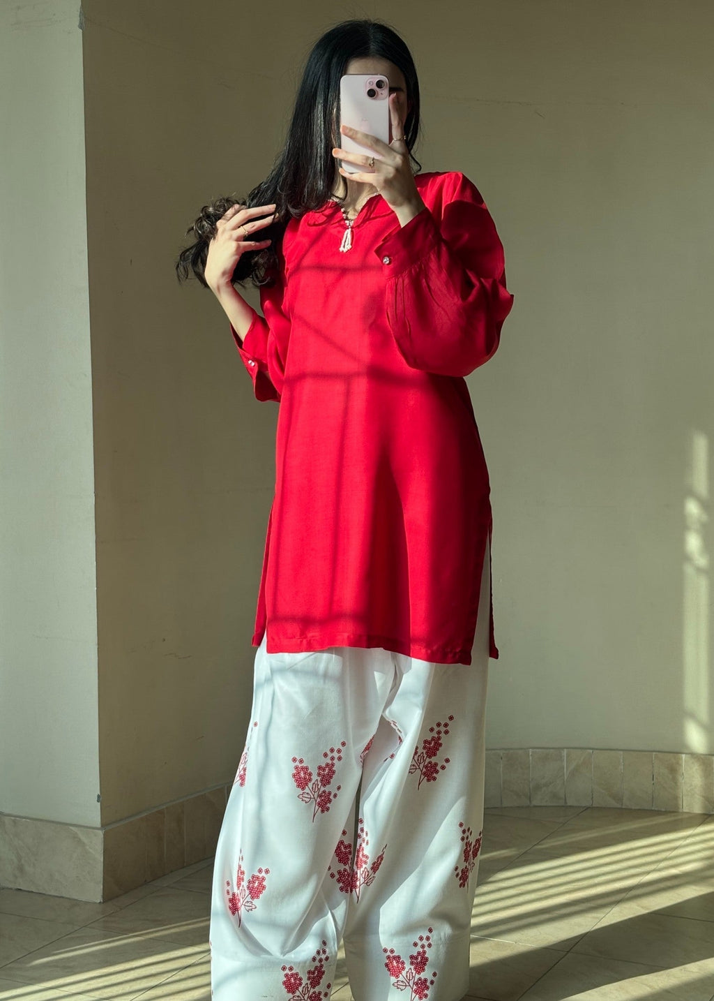 Red Rose stitched eastern suit by Tehzeeb Libas (view 3)