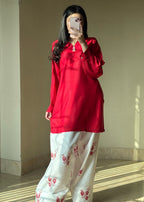 Red Rose stitched eastern suit by Tehzeeb Libas
