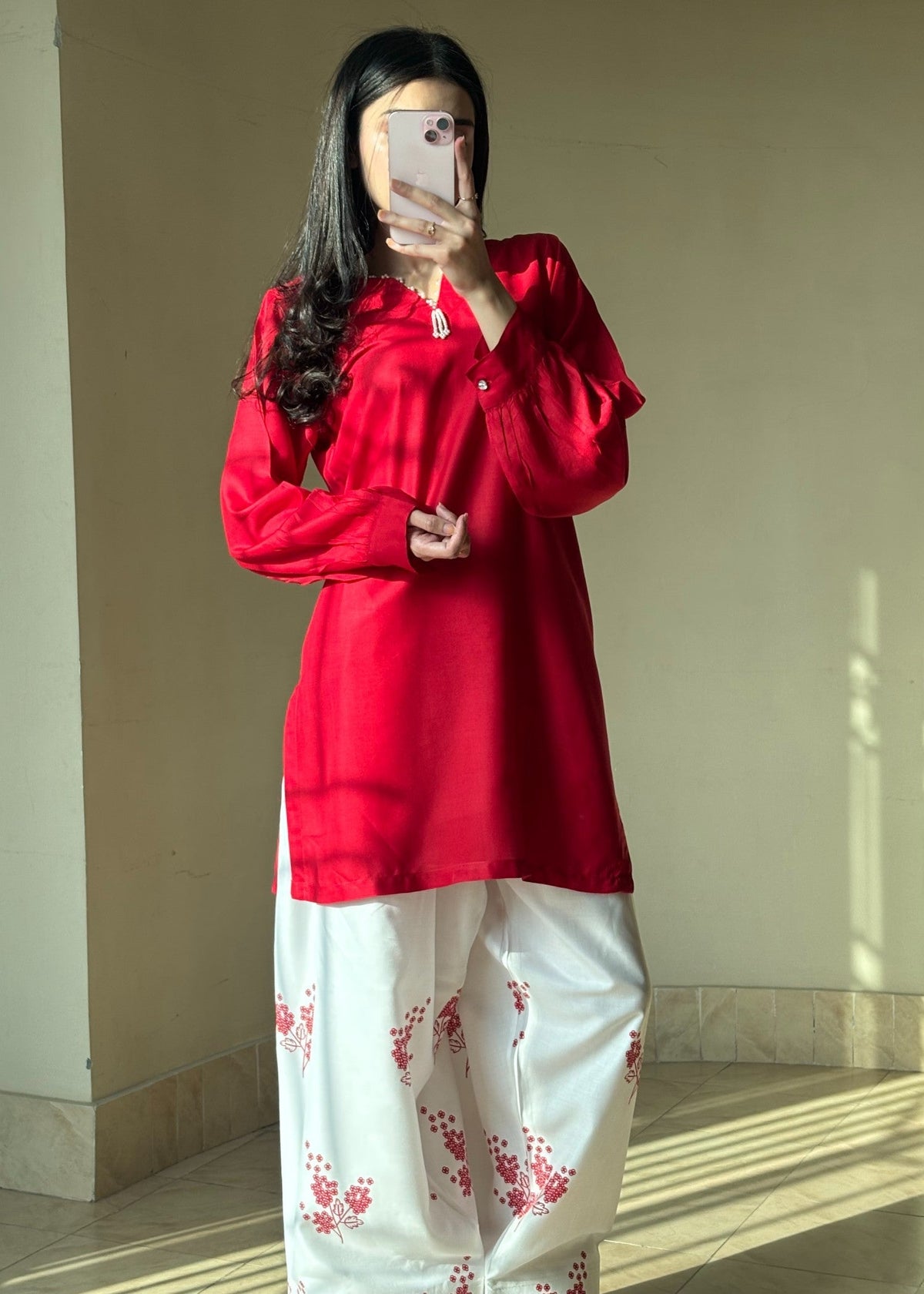 Red Rose stitched eastern suit by Tehzeeb Libas (view 4)