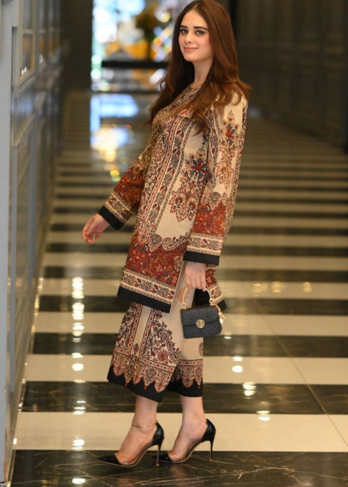 Regal Rust stitched eastern suit by Tehzeeb Libas (view 2)