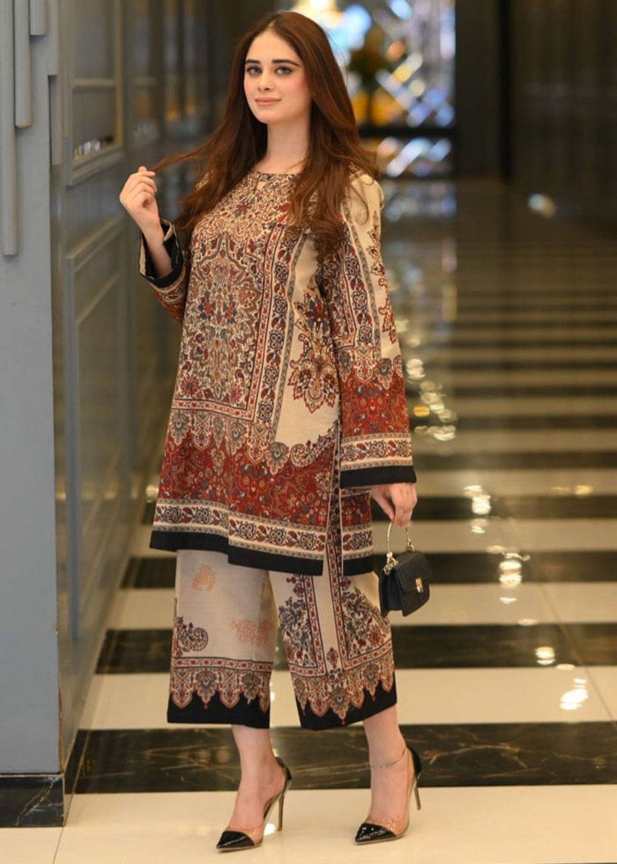 Regal Rust stitched eastern suit by Tehzeeb Libas (view 3)