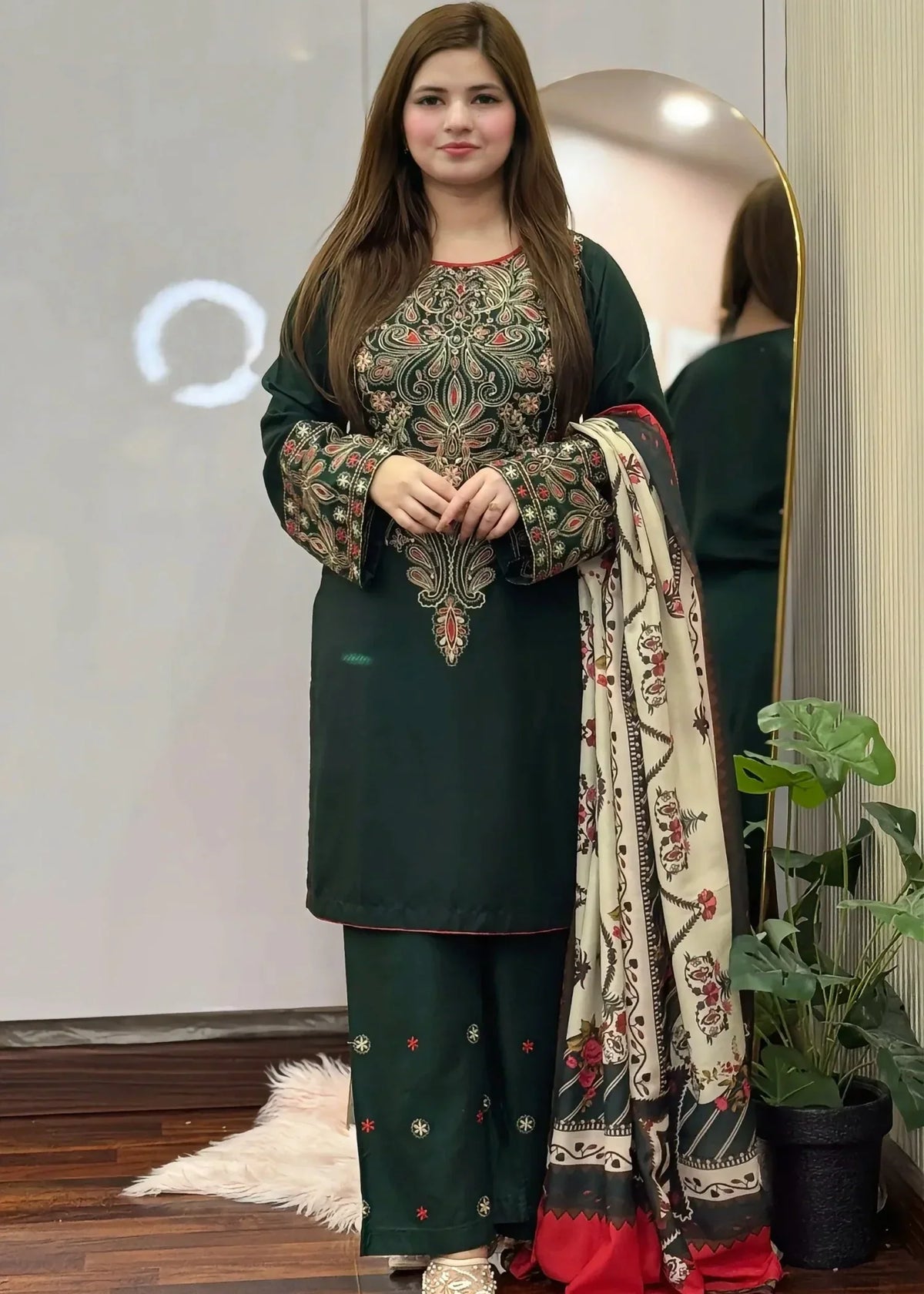 Dinaar embroidered 3-piece suit by Tehzeeb Libas