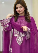 Sapphire Purple embroidered 3-piece suit by Tehzeeb Libas (view 7)