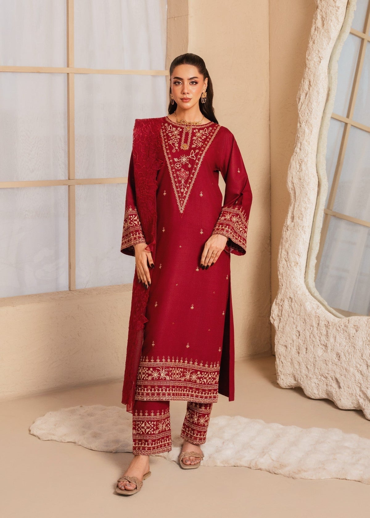Zareen embroidered 3-piece festive suit by Tehzeeb Libas