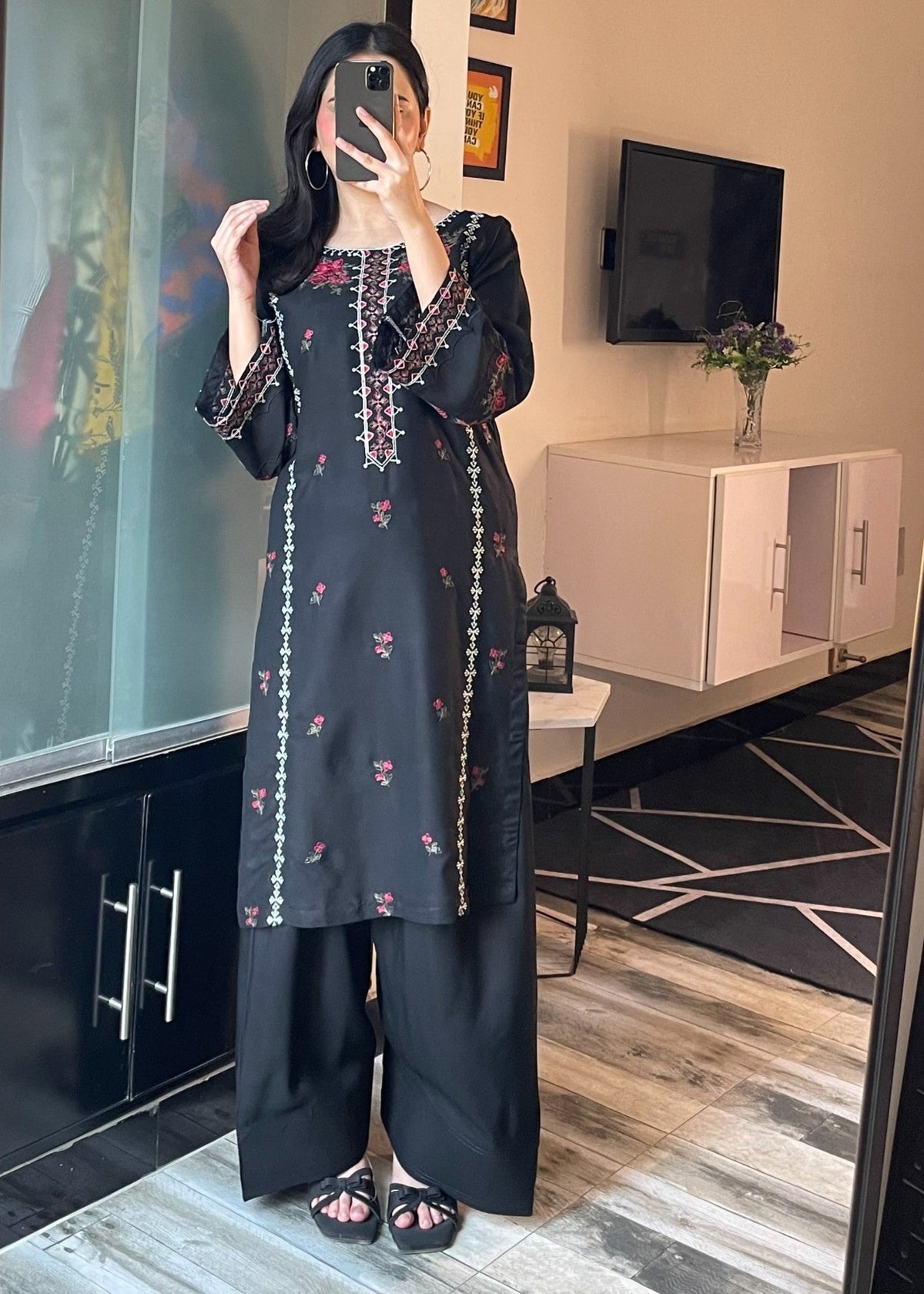 Multi Black stitched eastern suit by Tehzeeb Libas