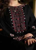Midnight Maroon Embroidered Linen 2PC Suit