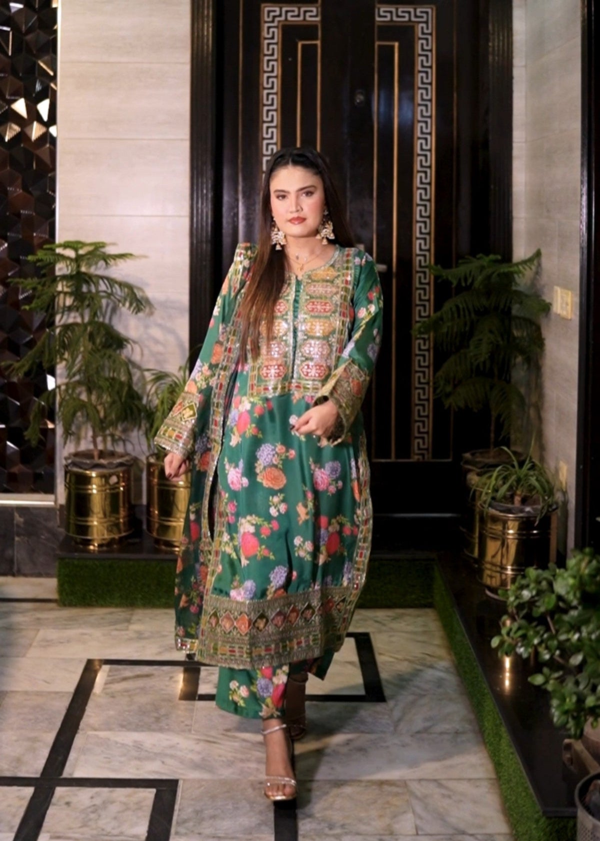 Ojal embroidered festive suit by Tehzeeb Libas