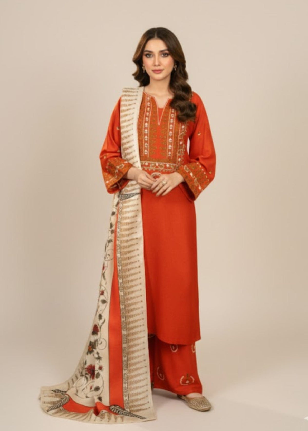 Ayat embroidered 3-piece suit with shawl by Tehzeeb Libas