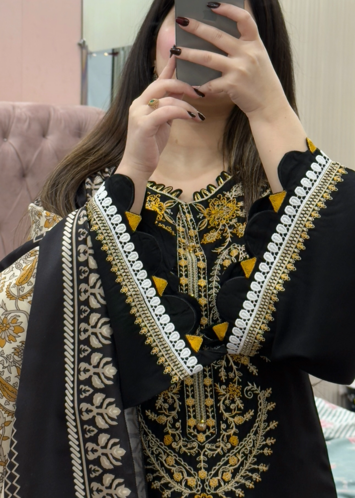 Payal embroidered 3-piece suit with dupatta by Tehzeeb Libas (view 2)