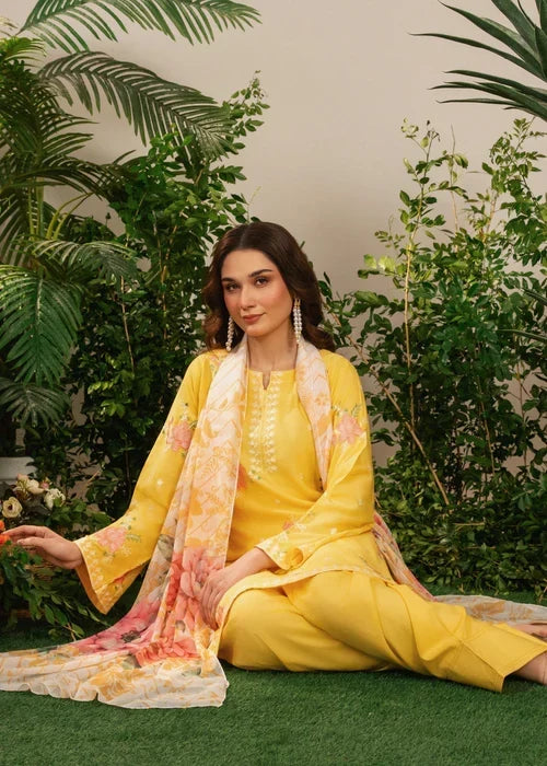 Yellow Sunflower 3-piece suit by Tehzeeb Libas (view 8)