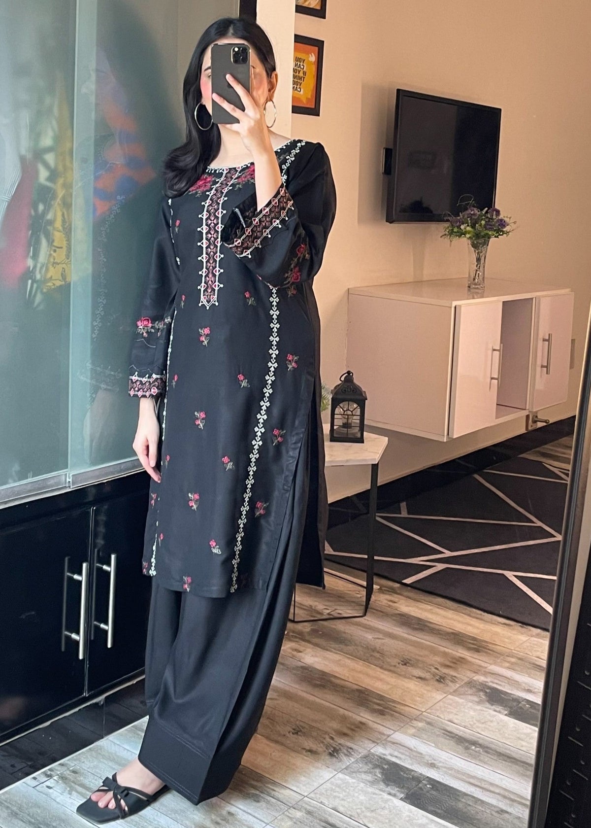 Multi Black stitched eastern suit by Tehzeeb Libas (view 5)